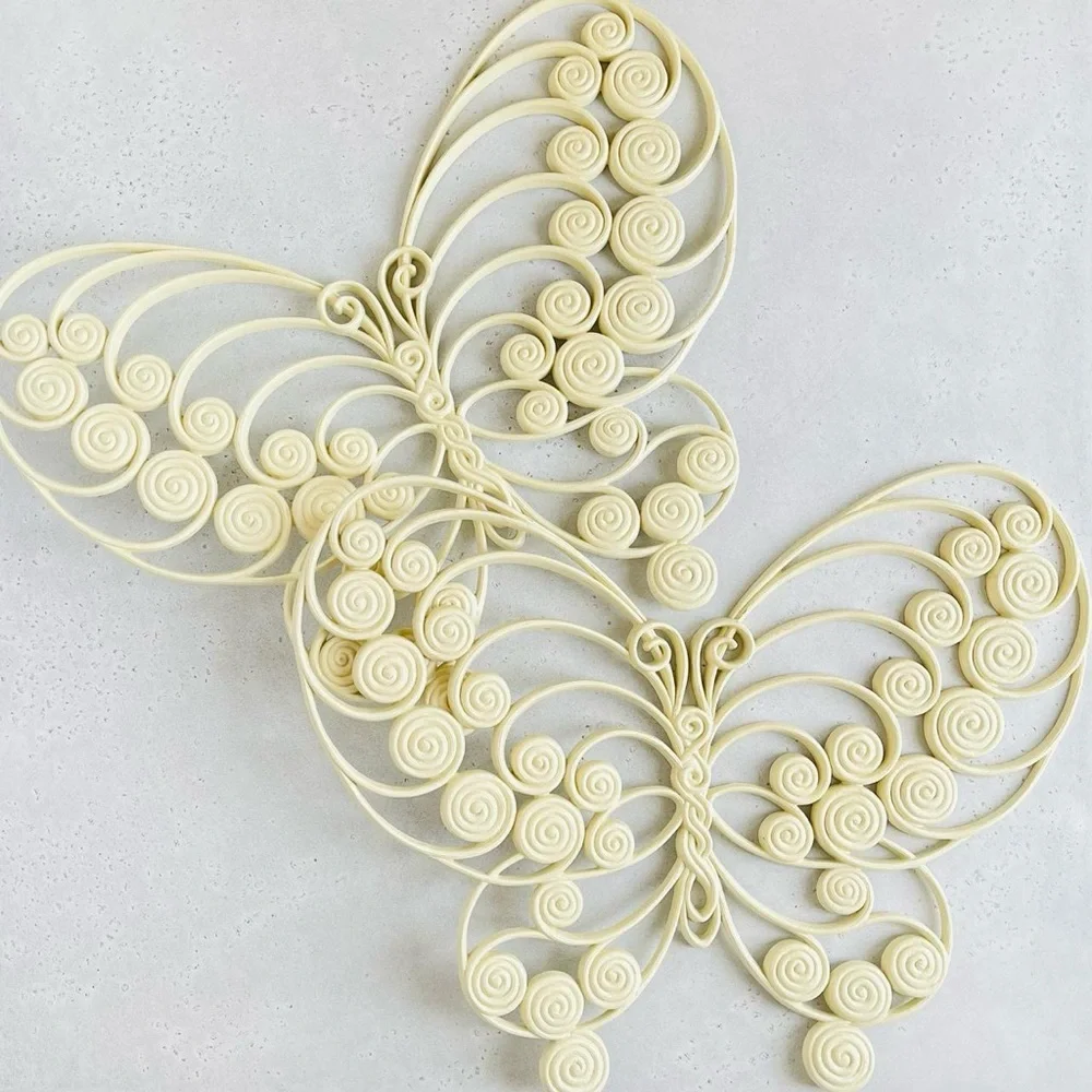 Pair of Vintage 1975 Large Burwood Cream Ivory Tone Butterfly Wall Hangings